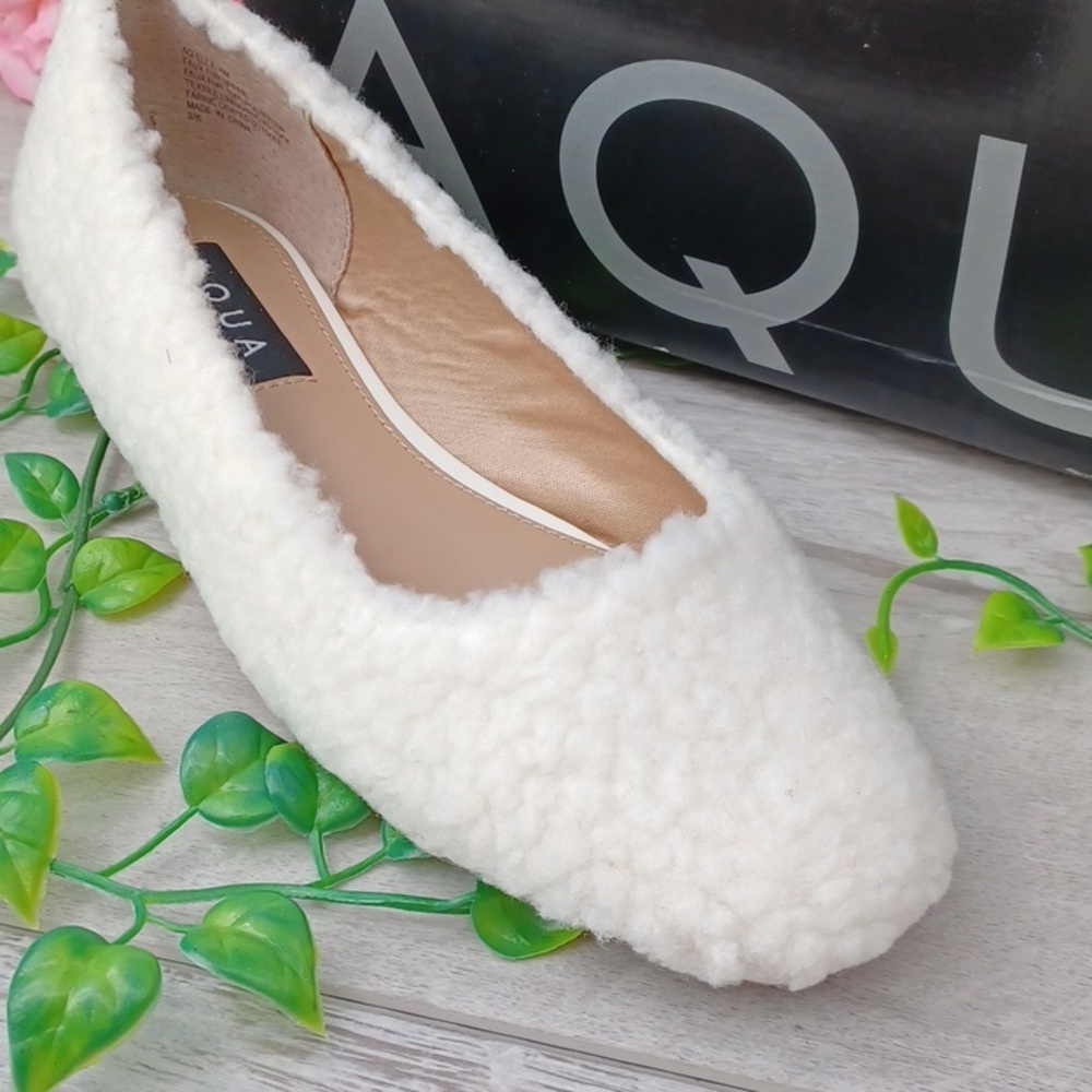 Aqua Ellie Faux Fur Ballet Flat NIB